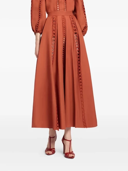 Юбка миди из хлопка Elie Saab orange