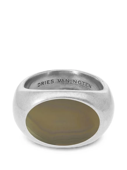 Мужское кольцо Dries Van Noten с натуральным камнем, серебристое