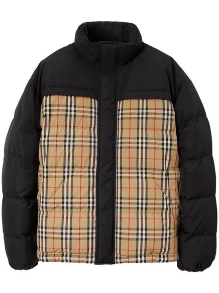 Мужская двусторонняя пуховая куртка Burberry Vintage Check, черная