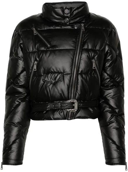 Женская пуховая куртка Versace Jeans Couture с барочной пряжкой, черная