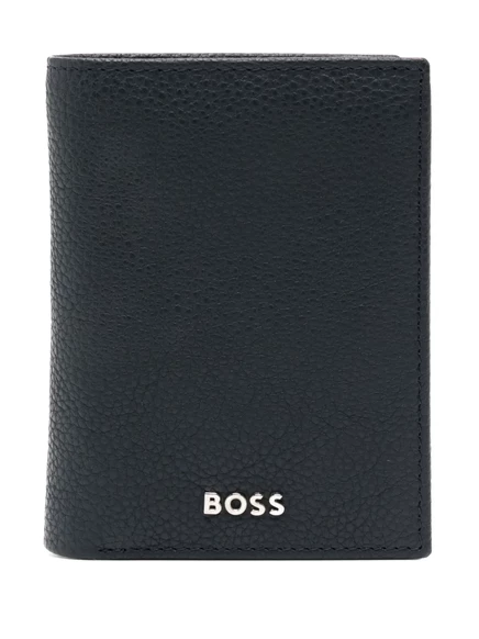 Мужской кожаный кошелек Boss с логотипом, синий