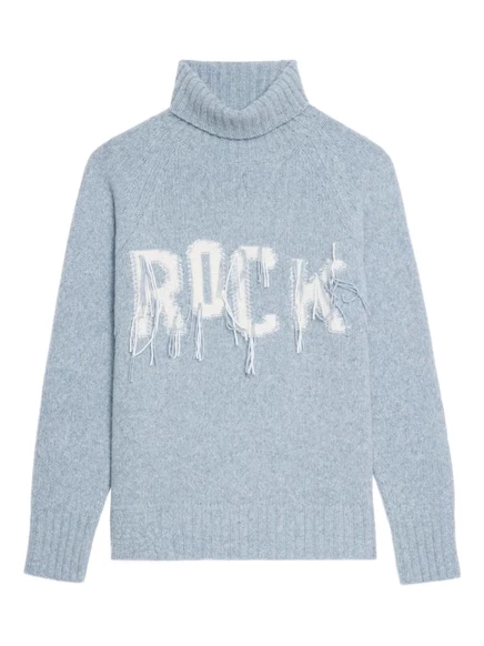 Свитер Zadig&Voltaire Mora с круглым вырезом и потертыми деталями blue