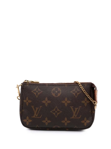 Бывшая в употреблении сумка Louis Vuitton 2006 года выпуска с монограммой Mini Pochette Accessoires brown