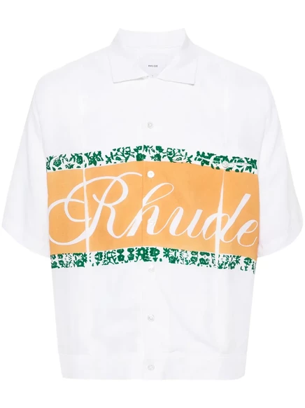 Рубашка из ткани шамбре с логотипом RHUDE neutrals