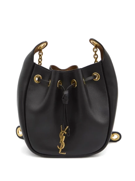 Кожаная сумка через плечо Saint Laurent Cassandre на шнурке black