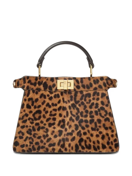 Сумка-тоут FENDI petite Peekaboo ISeeU с леопардовым принтом brown