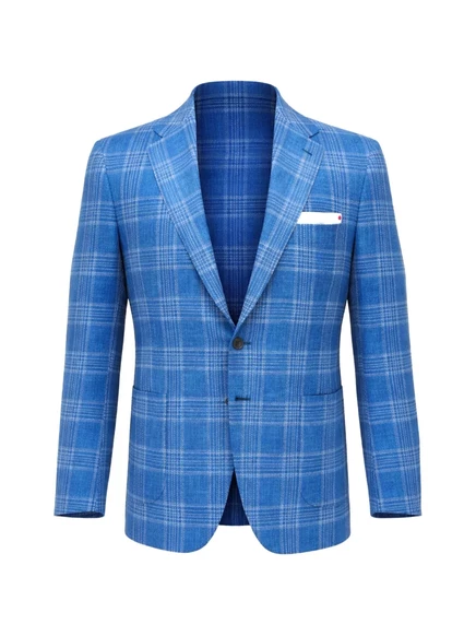 Мужской пиджак Kiton однобортный в клетку, синий