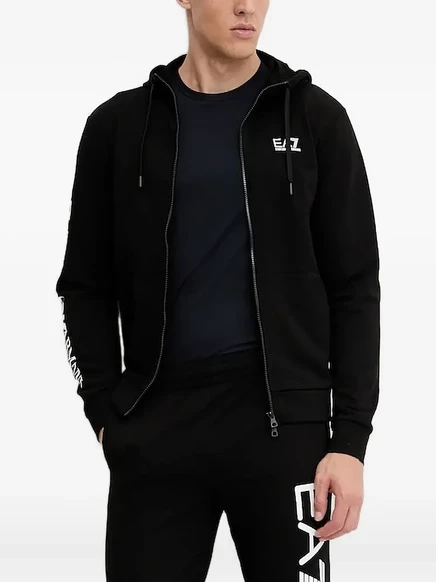 Мужское худи EA7 Emporio Armani с логотипом, черное