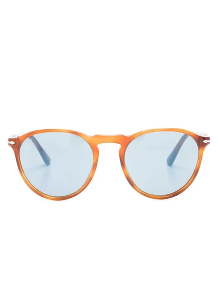 Солнцезащитные очки Persol круглая оправа с эффектом черепахи, коричневые