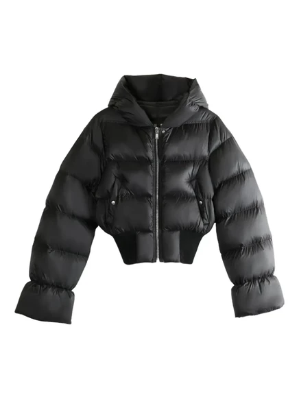 Женский пуховик Rick Owens с капюшоном, черный