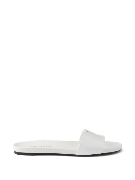 Женские шлепанцы Prada кожаные, белые