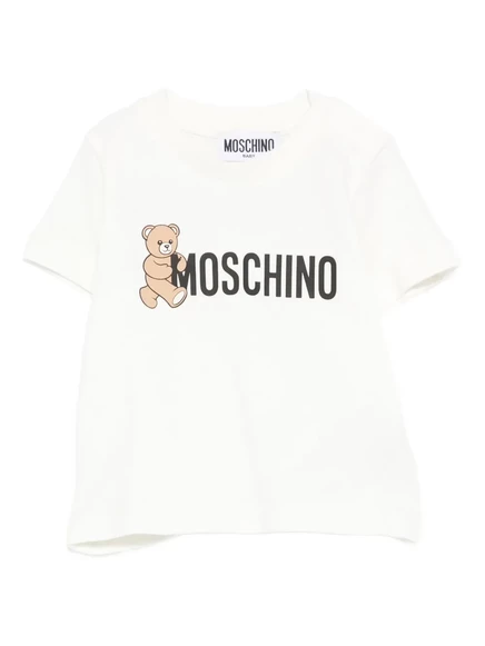 Детская футболка MOSCHINO KIds с принтом мишки, белая