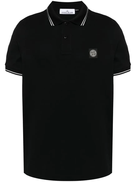 Рубашка поло в стиле пике со значком Stone Island Compass-badge black
