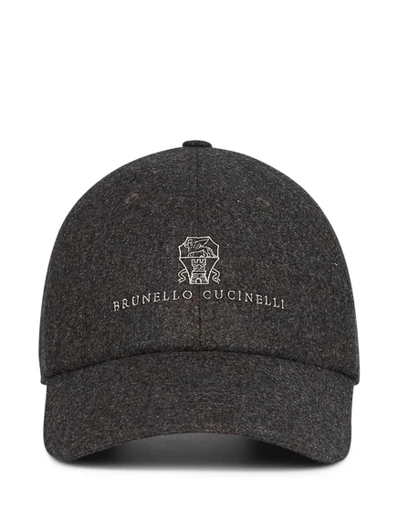Мужская кепка Brunello Cucinelli с вышитым гербом, серая