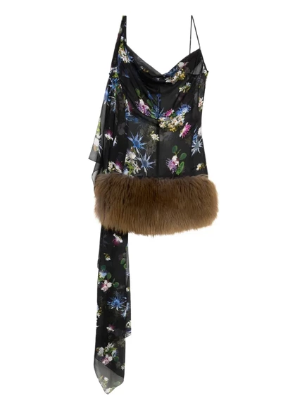 Женское мини-платье Blumarine с цветочным принтом, черное