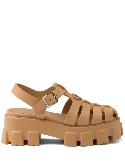Босоножки Prada Monolith на платформе 55 мм neutrals