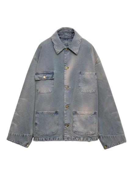 Жакет с эффектом потертости от Prada blue