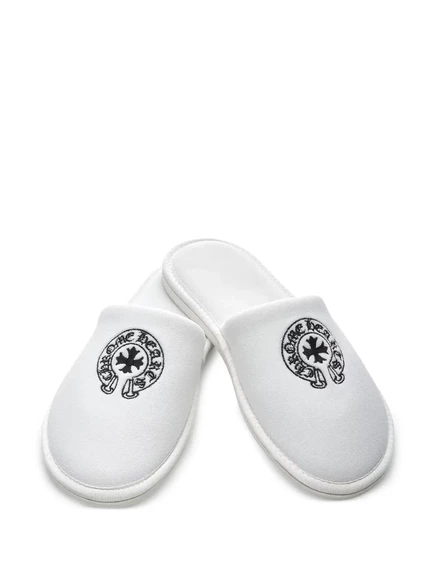 Мужские тапочки Chrome Hearts Hotel с вышивкой, белые