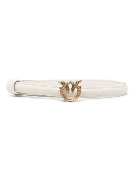 Кожаный ремень с пряжкой с логотипом PINKO  white