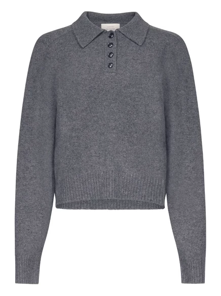 Свитер-поло LouLou de Saison Homere LDS с воротником-стойкой в рубчик grey
