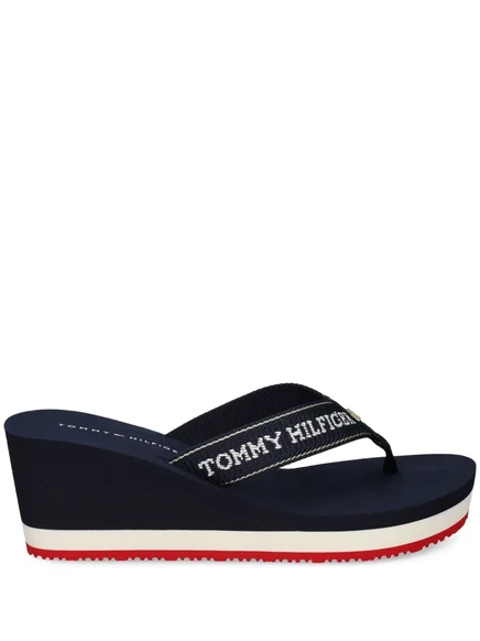 Женские шлепанцы Tommy Hilfiger на танкетке, синие