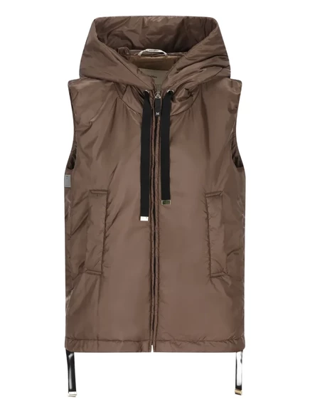 Женский жилет Max Mara на молнии с капюшоном, коричневый