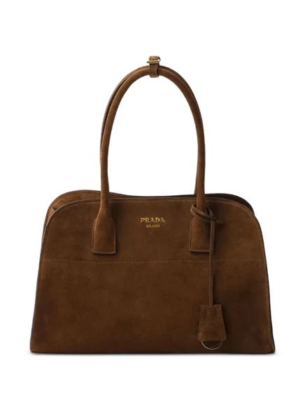 Замшевая сумка-тоут Prada среднего размера brown