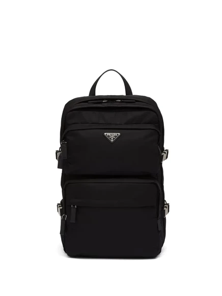 Мужской кожаный рюкзак Prada Re-Nylon Saffiano, черный