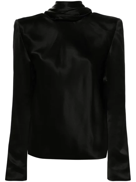Блузка с драпировкой от Saint Laurent black