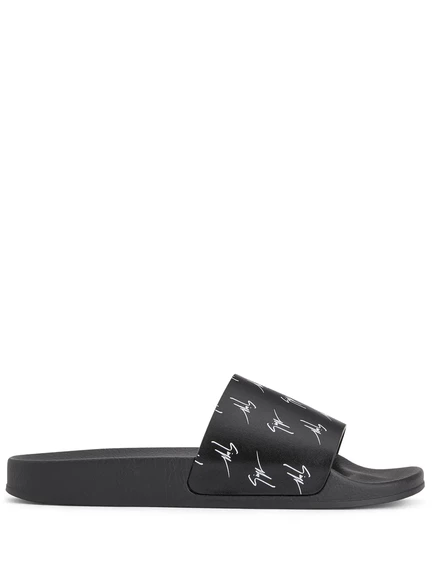 Мужские сланцы Giuseppe Zanotti Brett с монограммой, черные