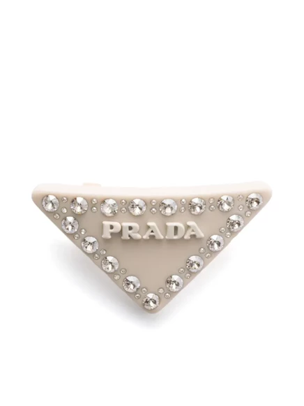 Заколка для волос с треугольным логотипом Prada neutrals