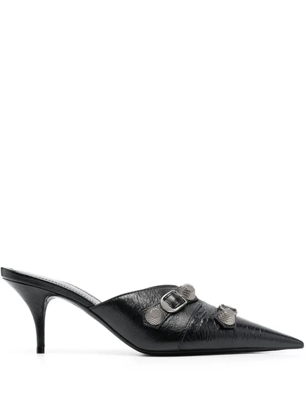Заостренные мулы Balenciaga Cagole длиной 80 мм black