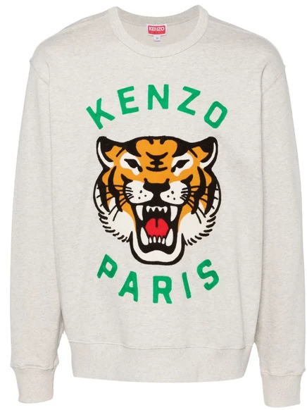 Мужской свитшот Kenzo Lucky Tiger с вышивкой, серый