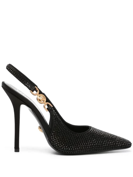 Туфли-лодочки Versace Medusa '95 с украшением в виде кристаллов на плоской подошве black