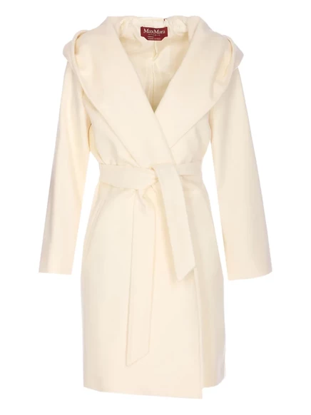 Женское пальто Max Mara Newmang, капюшон и пояс, белое