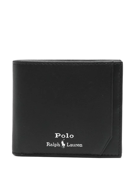 Мужской кожаный складной кошелек Polo Ralph Lauren, черный