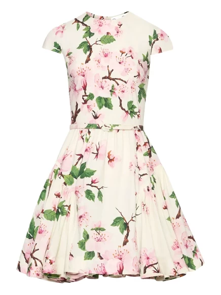 Женское мини-платье Oscar de la Renta из хлопка, белое