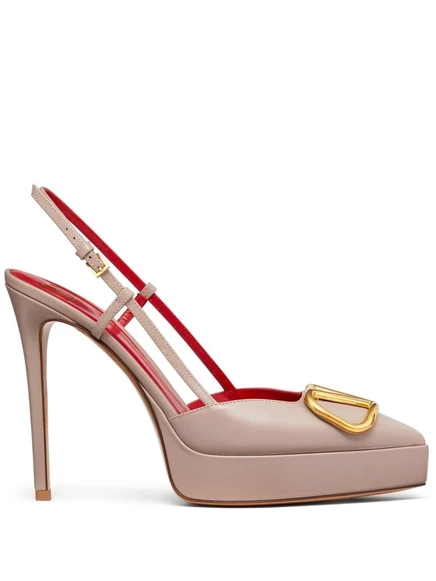 Фирменные туфли-лодочки Valentino Garavani 120 мм VLogo с ремешком на спине neutrals