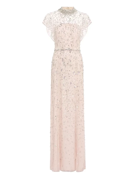 Макси-платье Jenny Packham с высоким вырезом, украшенное кристаллами neutrals