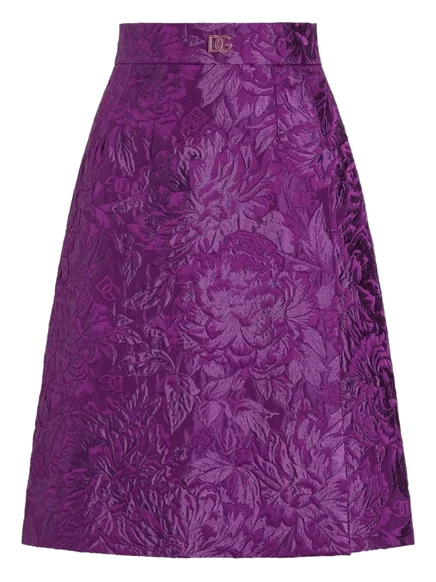 Женская юбка Dolce & Gabbana Peony из брокада, амарантовая