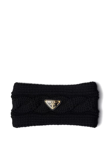 Повязка на голову с логотипом Prada из вязаного шнура black