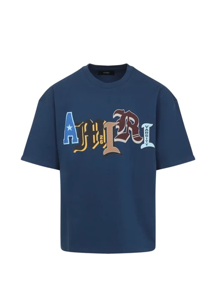 Мужская футболка Amiri с аппликацией логотипа, темно-синяя