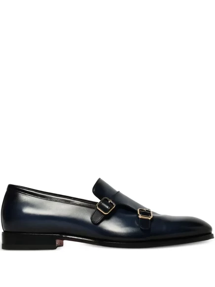 Мужские кожаные лоферы Santoni с пряжками, синие