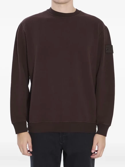 Толстовка в рубчик с нашивкой с логотипом Stone Island brown