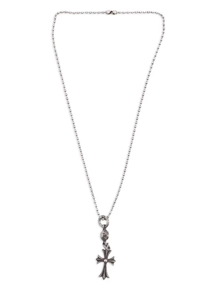 Колье Chrome Hearts с крестом, серебристое