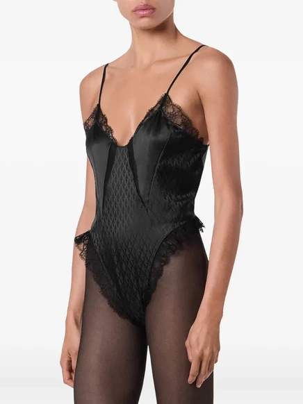 Боди от Versace с кружевной отделкой black