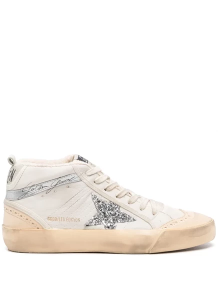 Женские кеды Golden Goose Mid-Star кожаные, молочно-бежевые