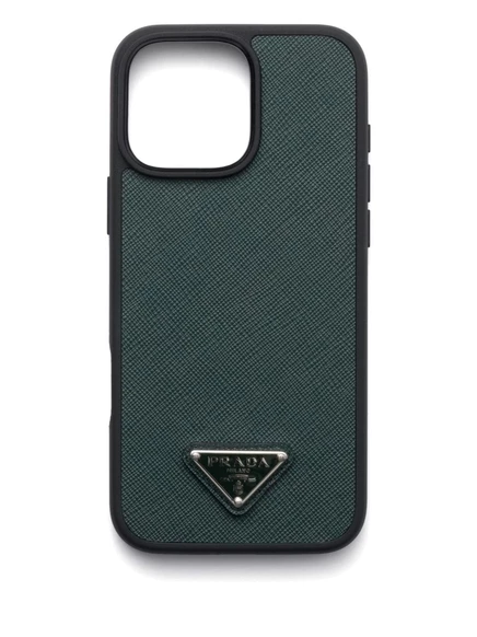 Кожаный чехол для телефона Prada green