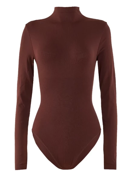 Боди Wolford с высоким воротом и длинными рукавами brown