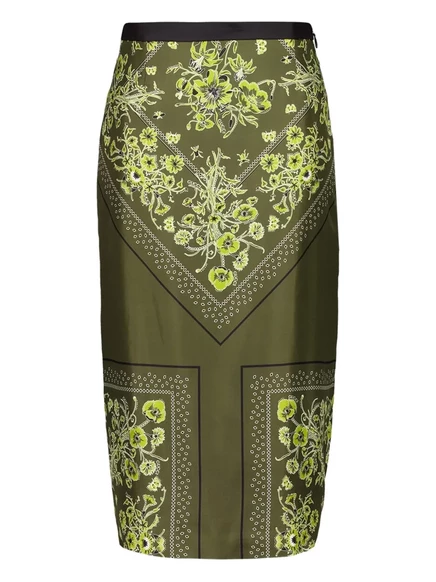 Шелковая юбка с цветочным рисунком от Gucci green